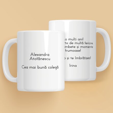 Personalised mug with text on both sides