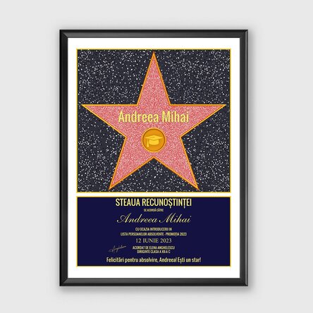 Personalised picture – a star of gratitude for graduation