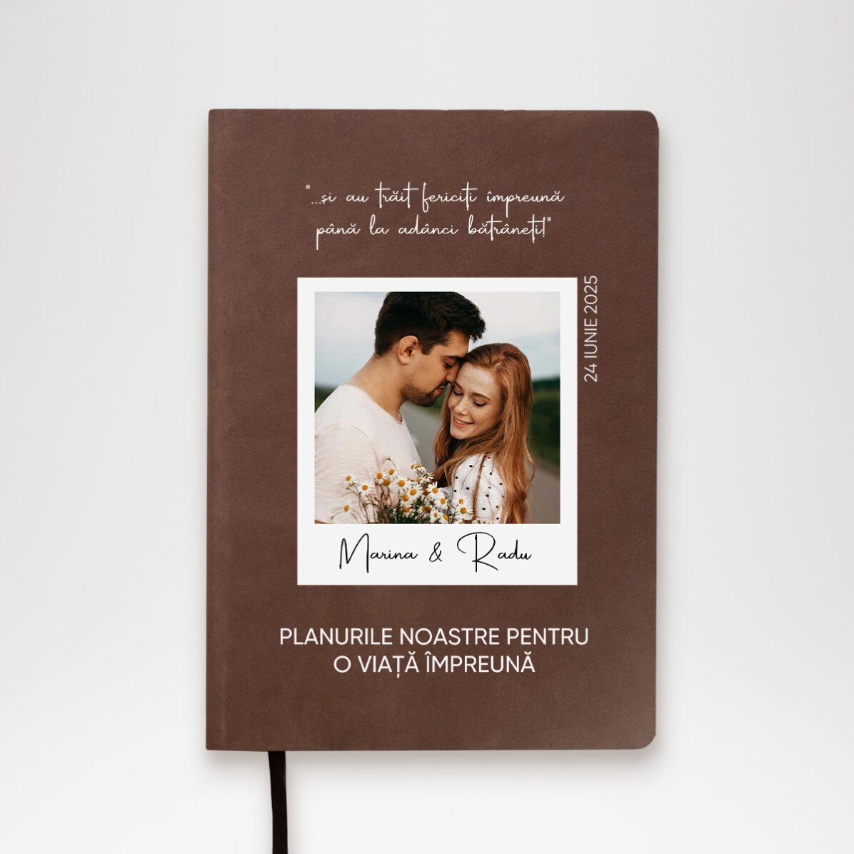 Personalised leather diary with a photograph and message