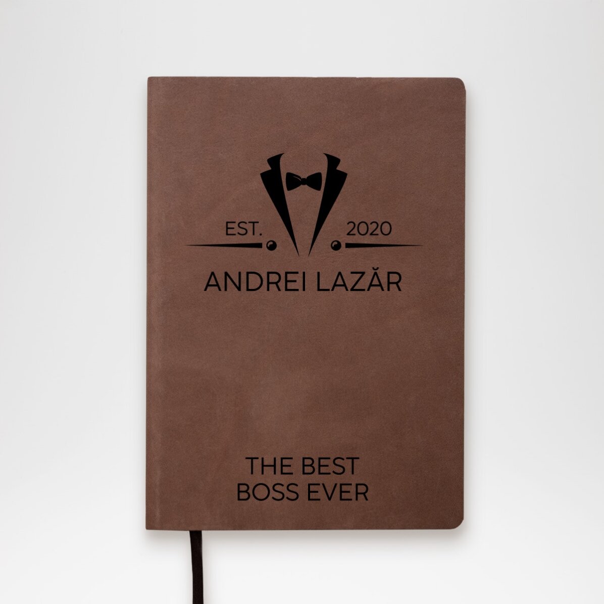 Agendă din piele personalizată cu text - Elegant