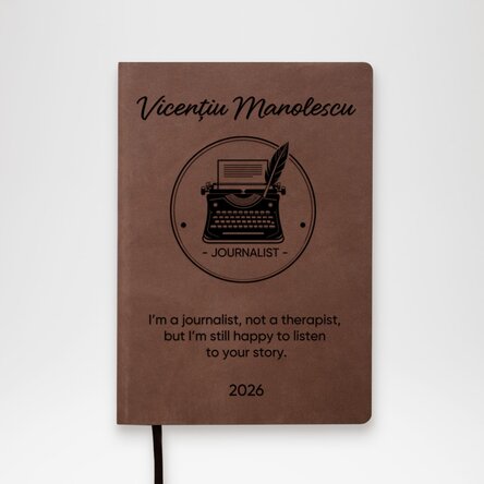 Agendă din piele personalizată cu text - Jurnalist