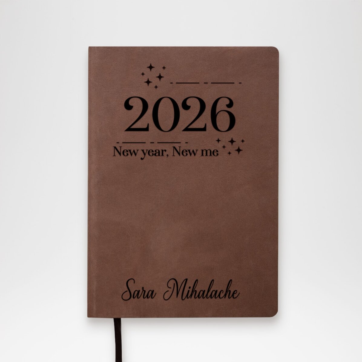 Agendă din piele personalizată cu text - New year, new me