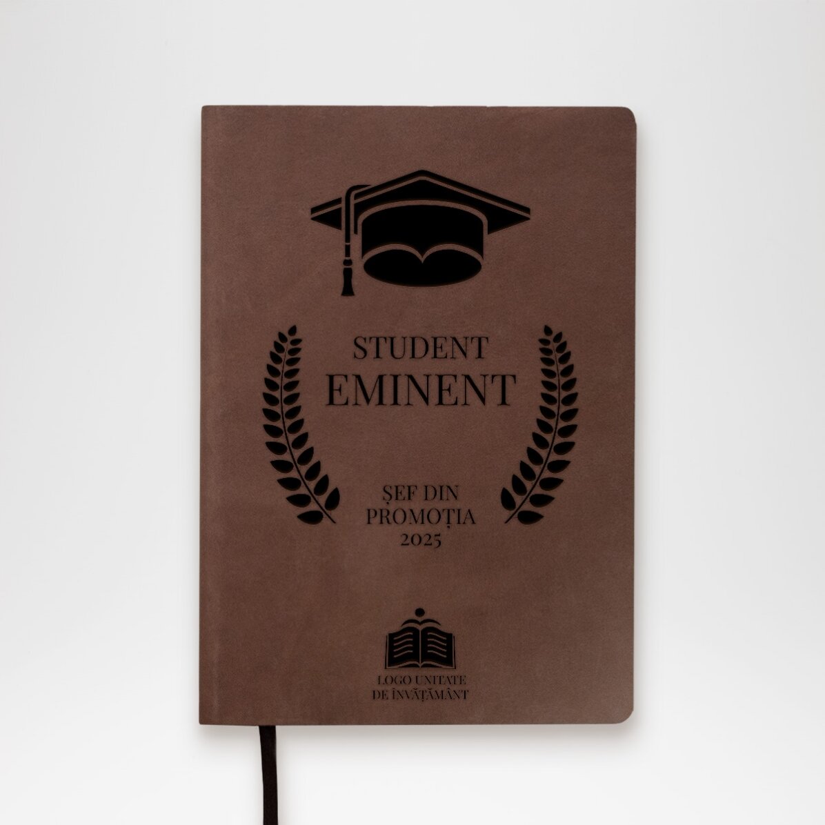 Agendă din piele personalizată cu text și logo - Absolvire
