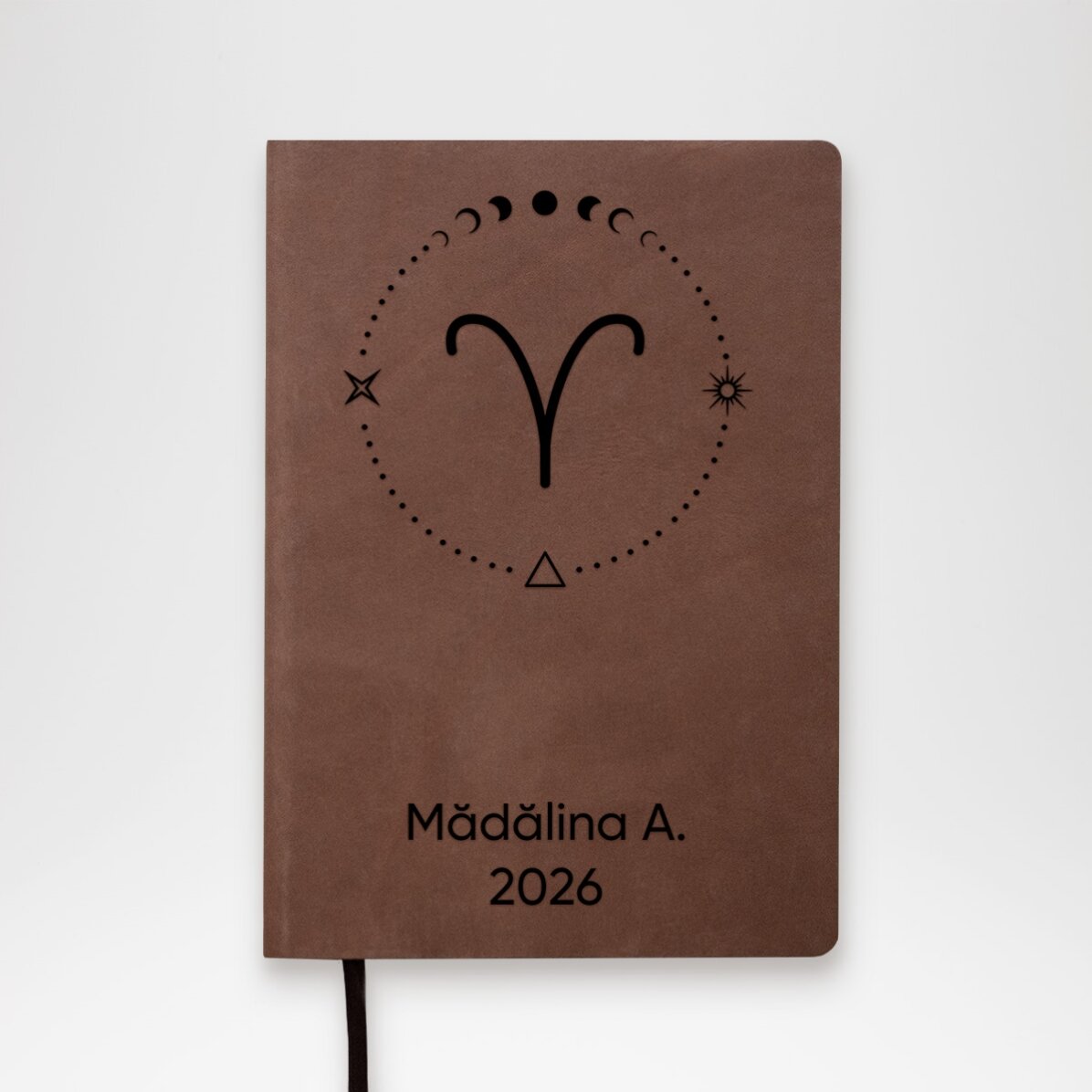 Agendă din piele personalizată cu text și zodie