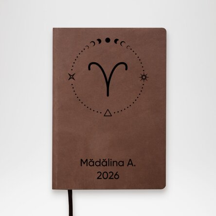 Agendă din piele personalizată cu text și zodie
