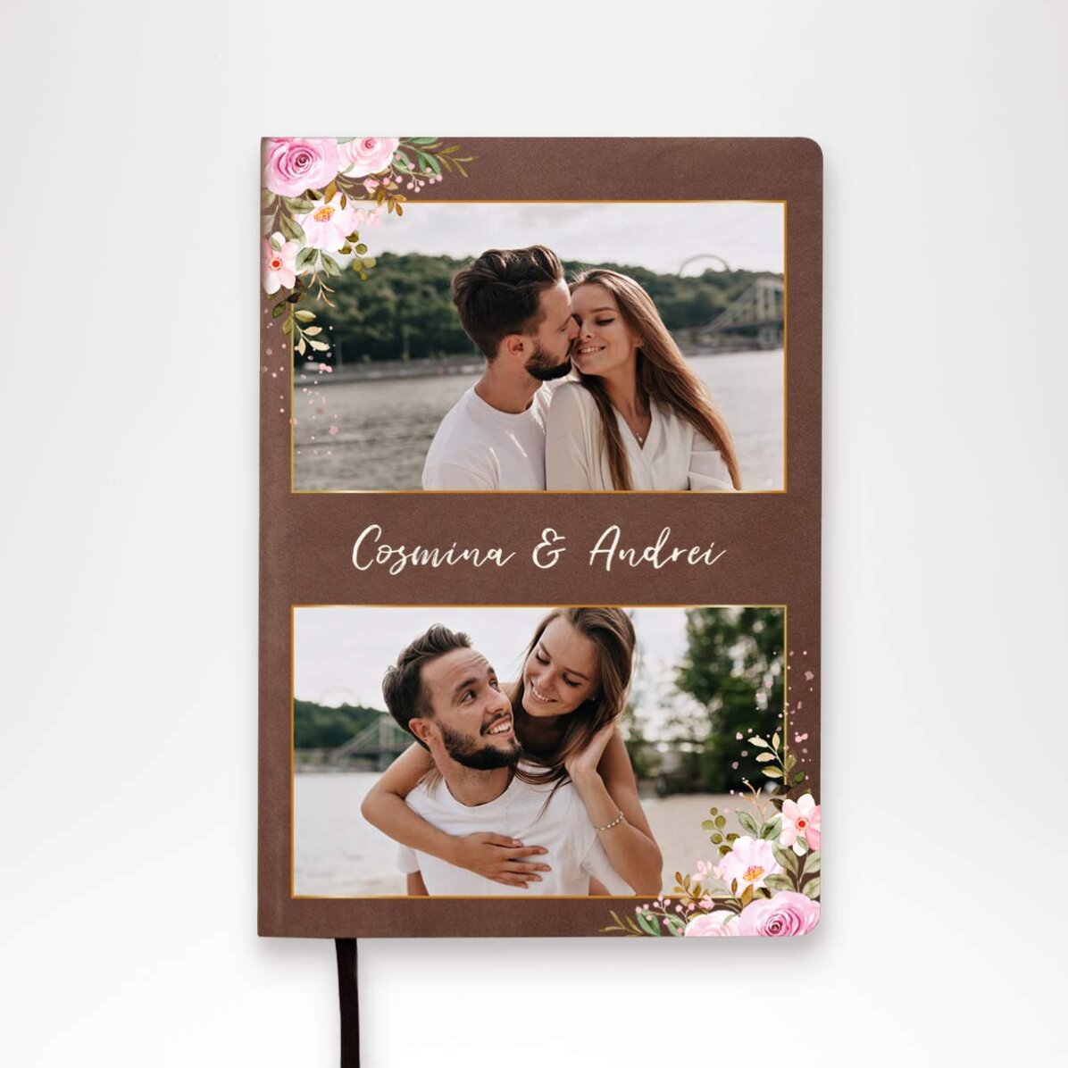 Agendă personalizată cu 2 poze și text -  Flori 