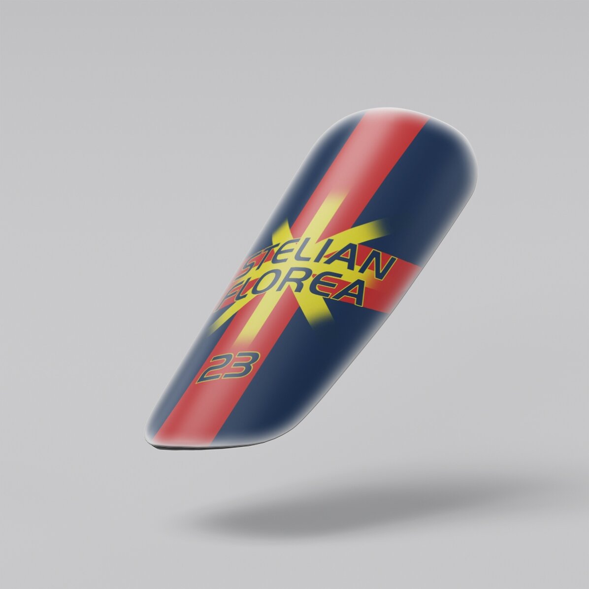 Personalised football shin guards with text - Red and blue