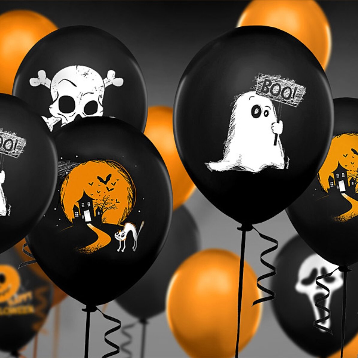 Set of 6 Halloween balloons - Haunted House