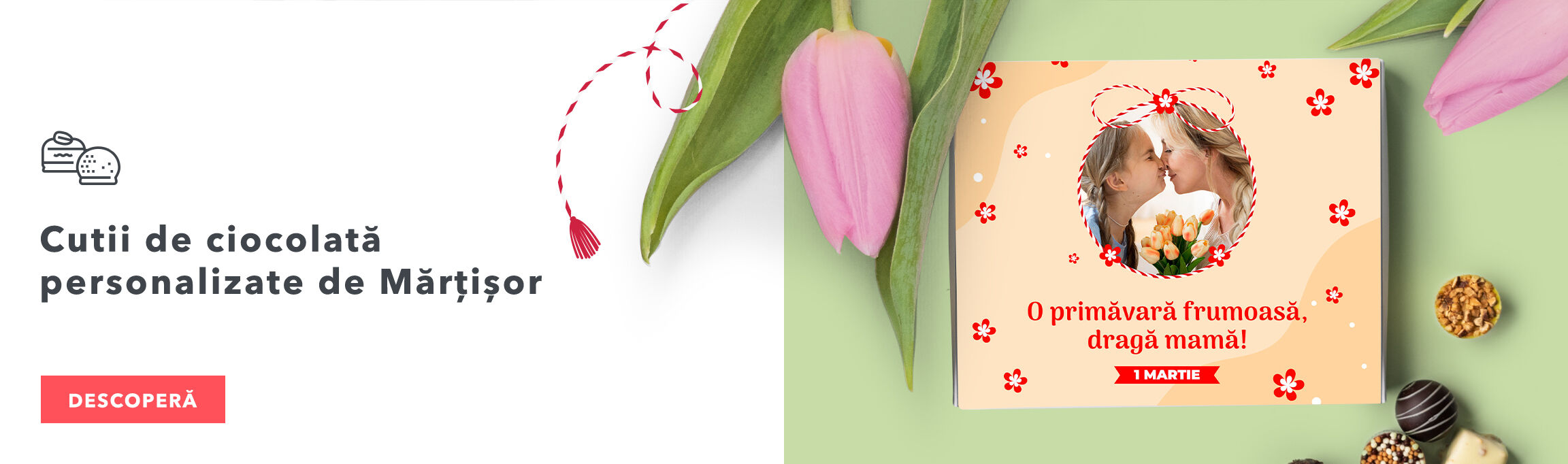 Cutii de ciocolată personalizate de Mărțișor