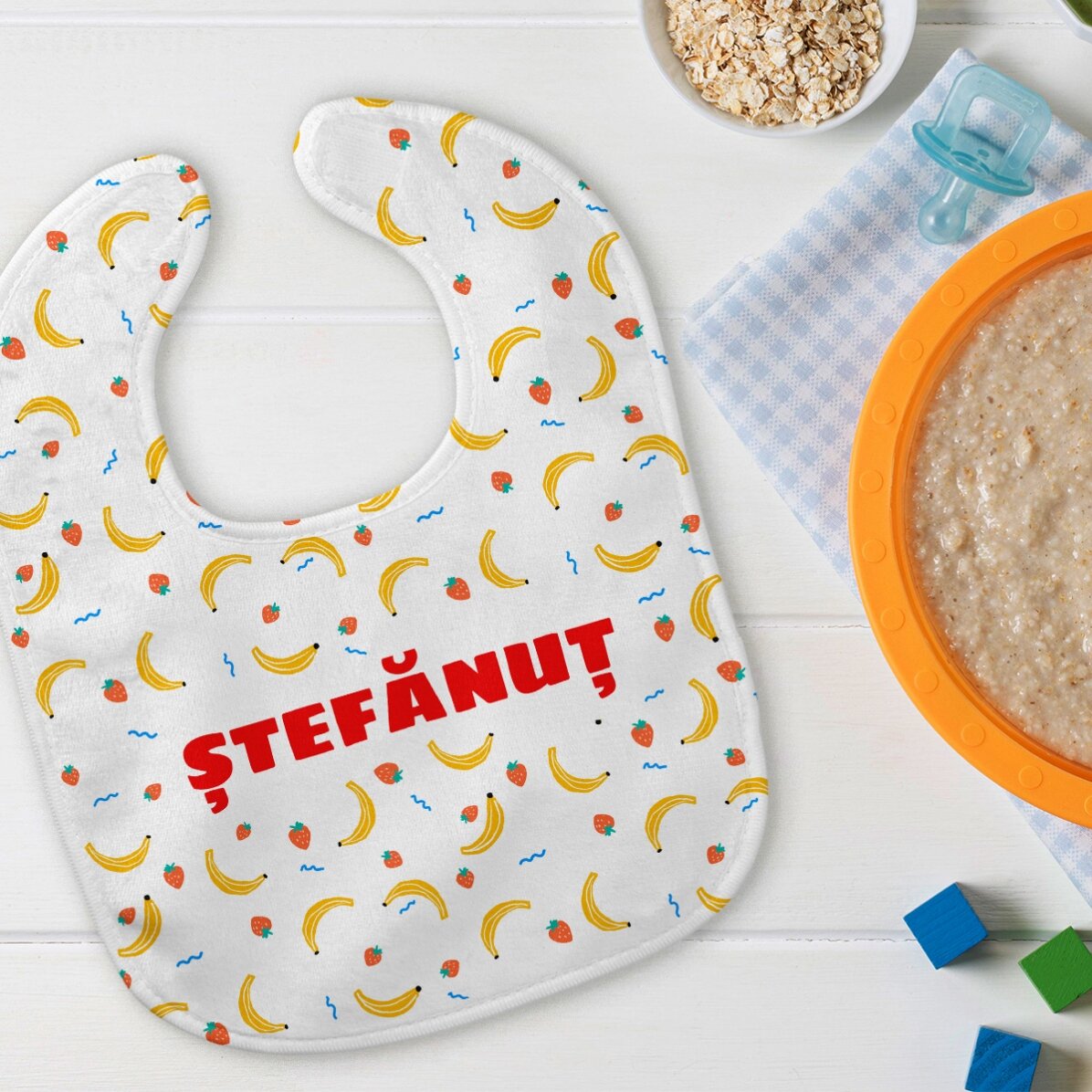 Bavețică bebe personalizată cu nume - Banana
