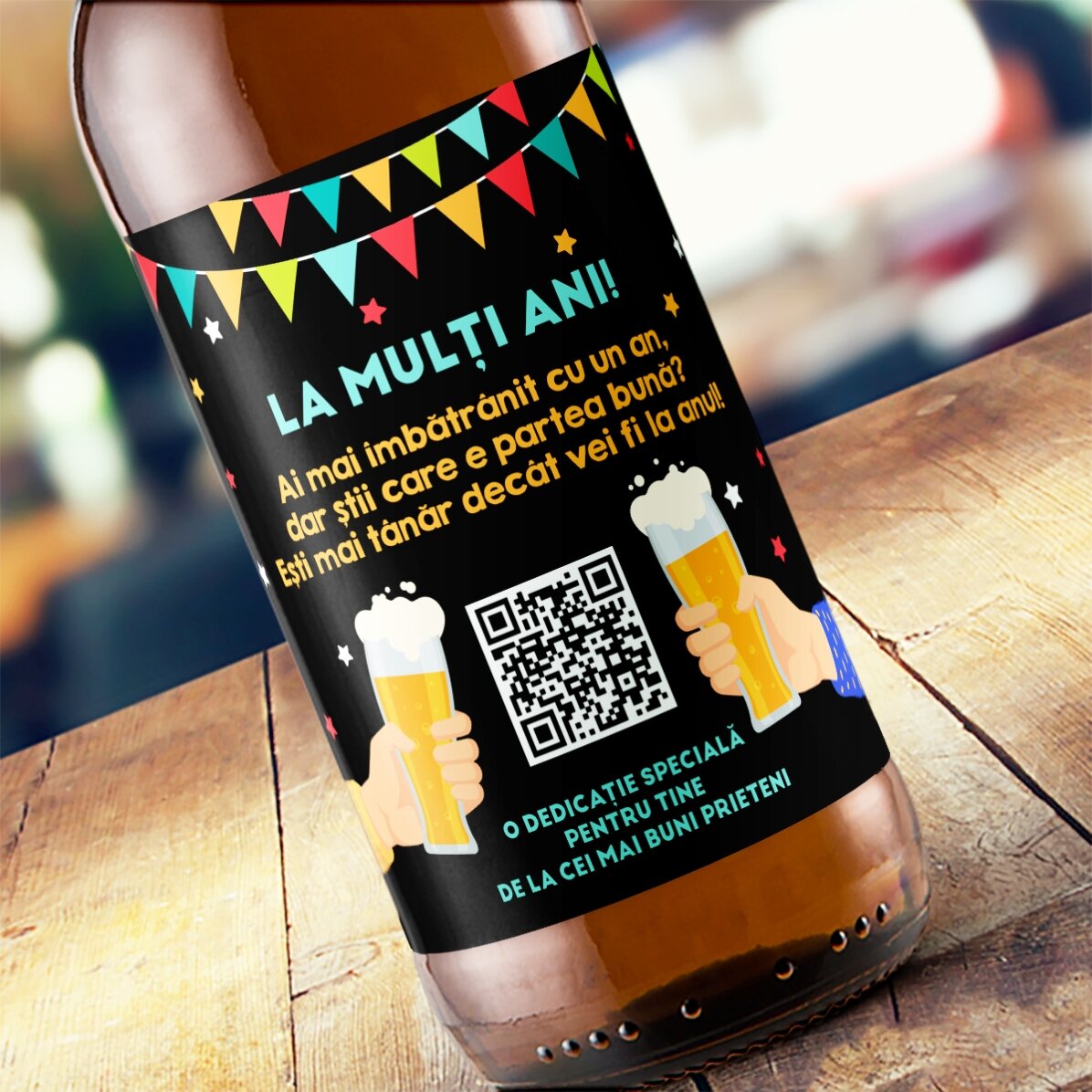 Personalised beer with QR code and text - Happy Birthday