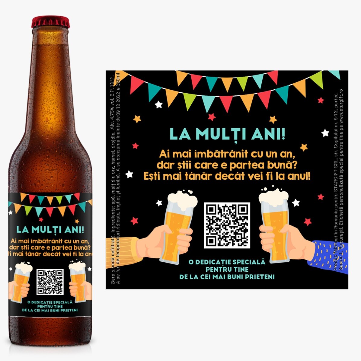 Personalised beer with QR code and text - Happy Birthday