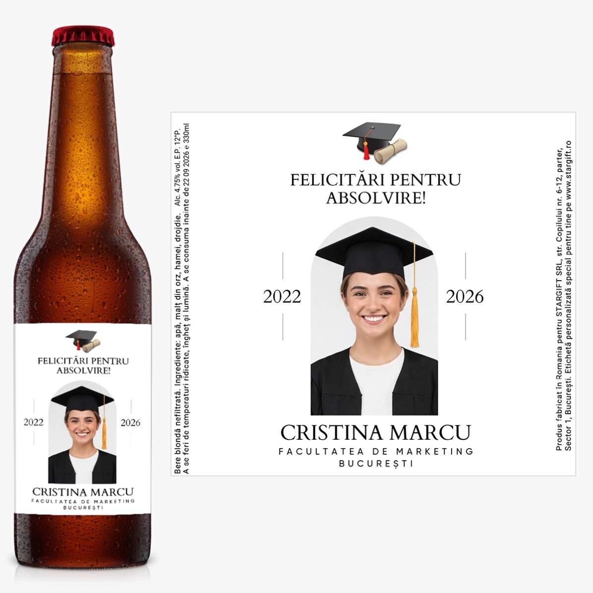 Personalised beer with message and photo - Graduation