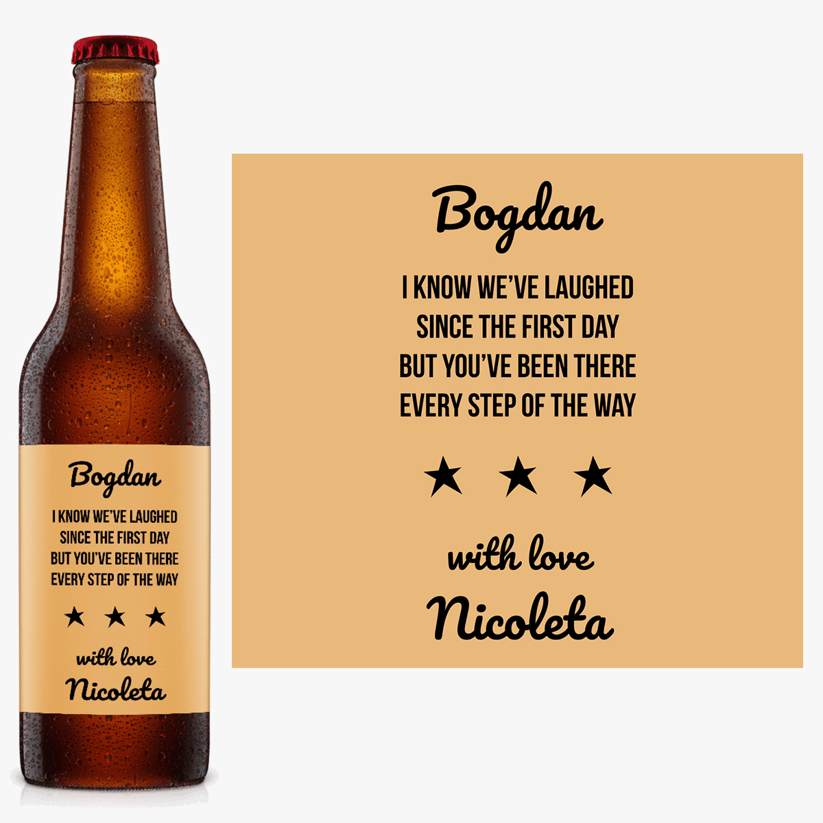 Bere personalizată cu mesaj - Stars