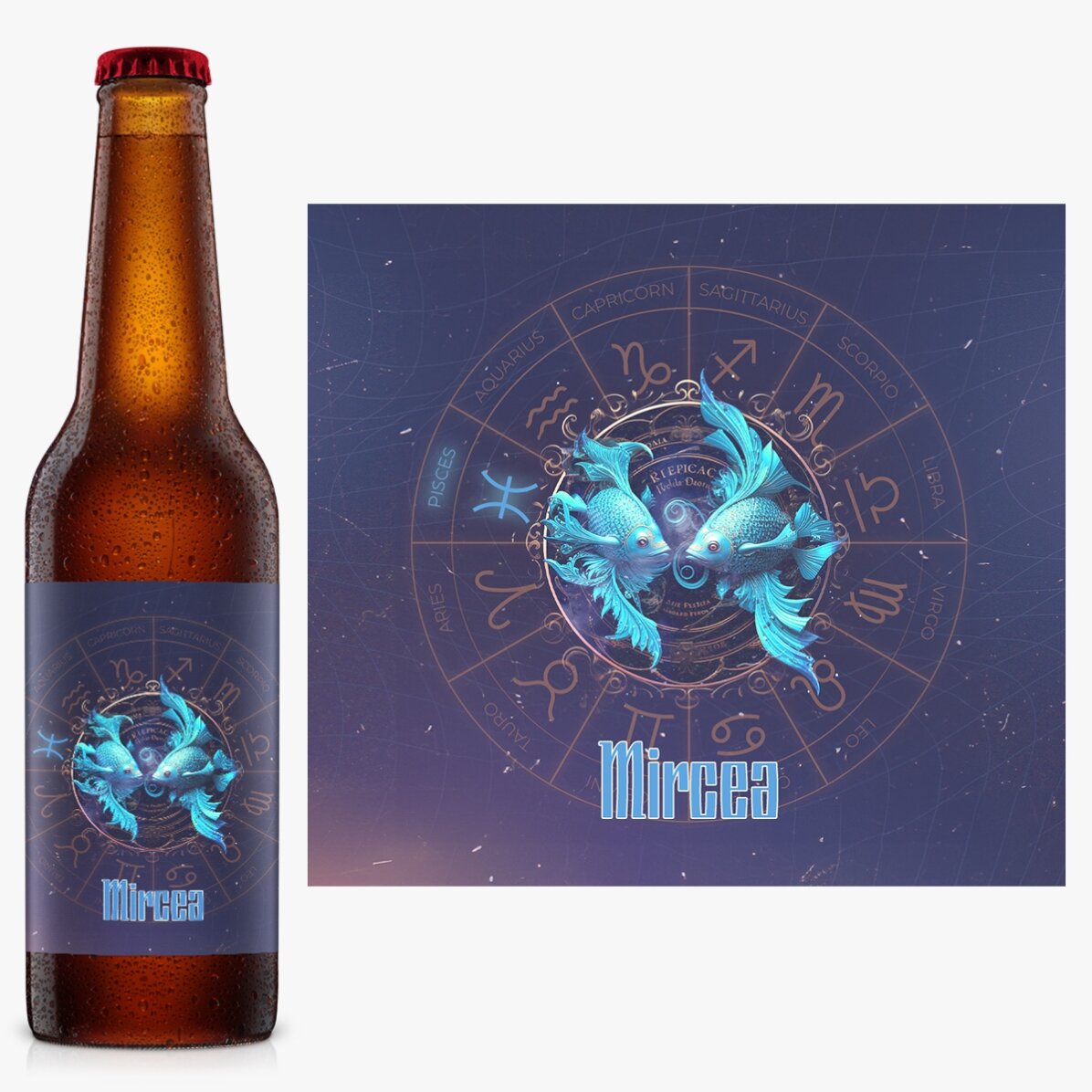 Personalised beer with name and zodiac sign - Pisces