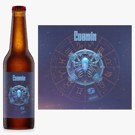 Bere personalizată cu nume și zodie - Rac