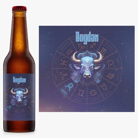 Bere personalizată cu nume și zodie - Taur
