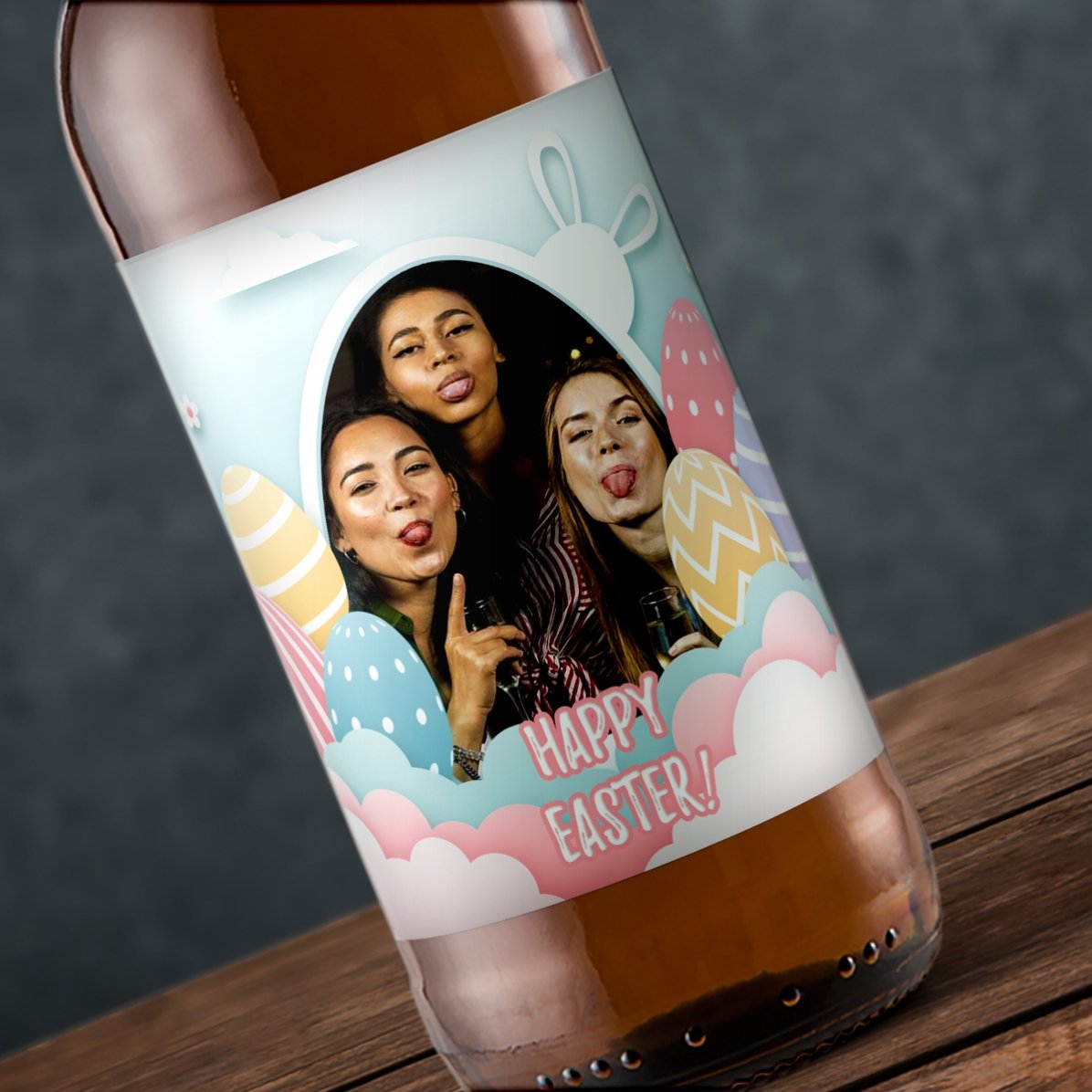 Bere personalizată cu poză - Happy Easter!
