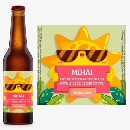 Bere personalizată cu text - Friendly sun