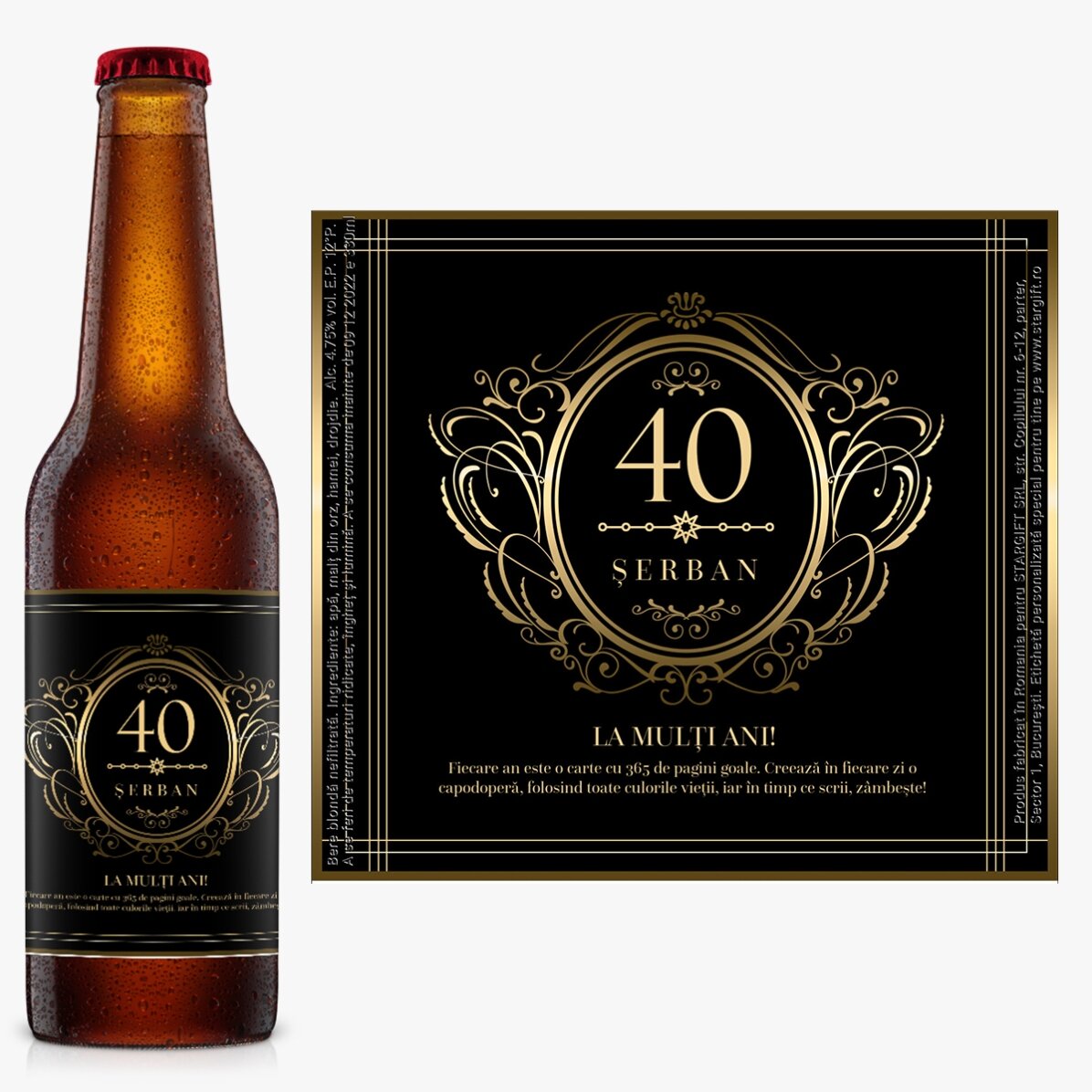 Bere personalizată cu text - Happy 40