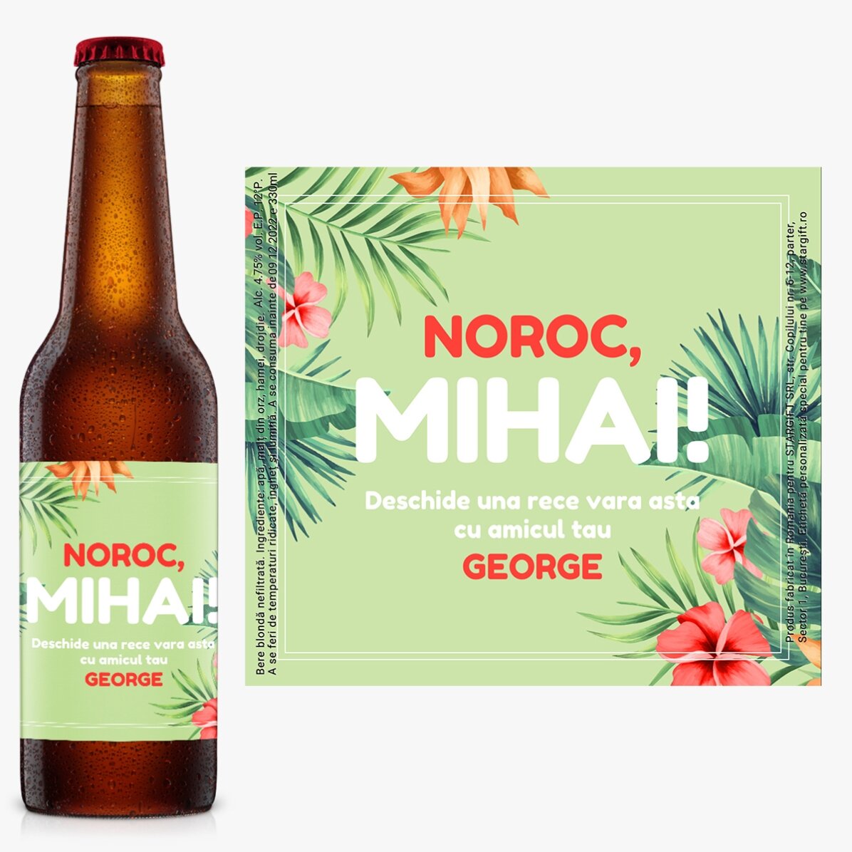 Bere personalizată cu text - Hibiscus