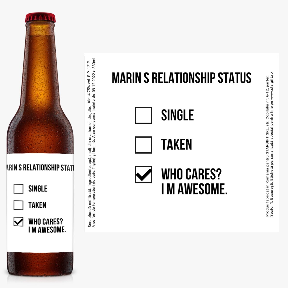 Bere personalizată cu text - I