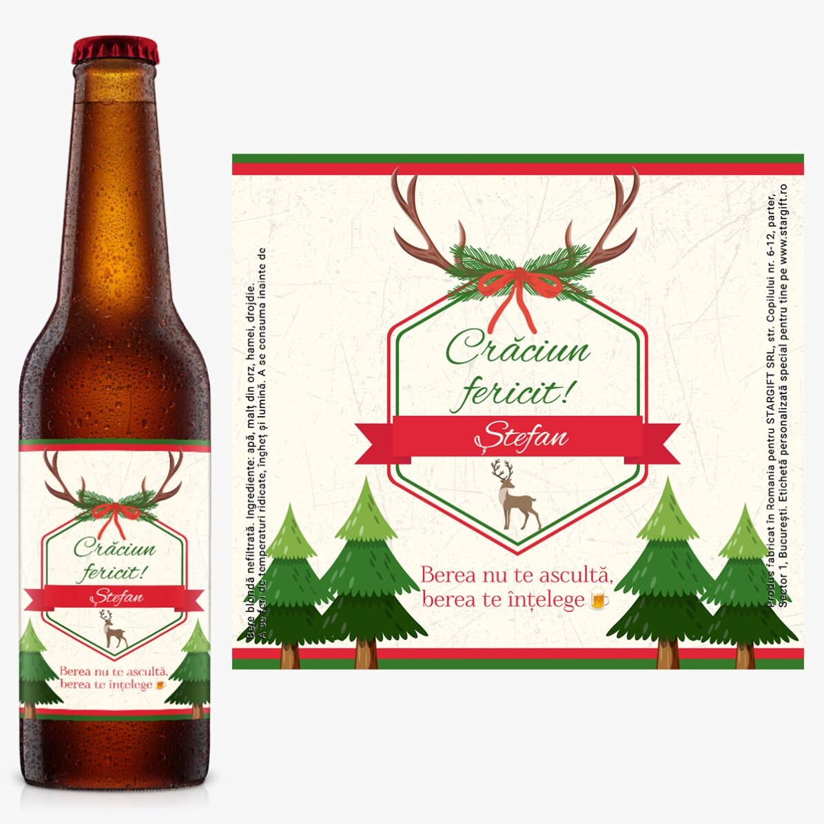 Bere personalizată cu text model retro - Berea te înțelege