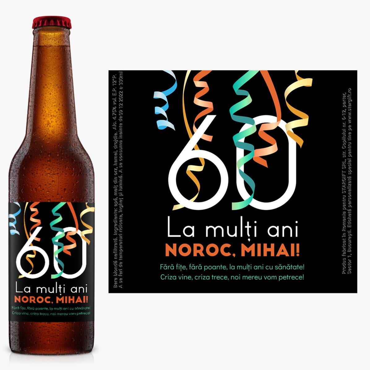 Bere personalizată cu text - Noroc