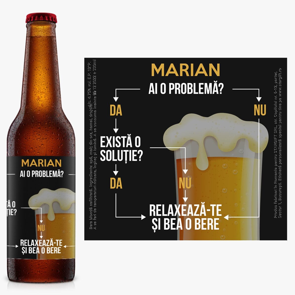 Bere personalizată cu text - Problemă rezolvată