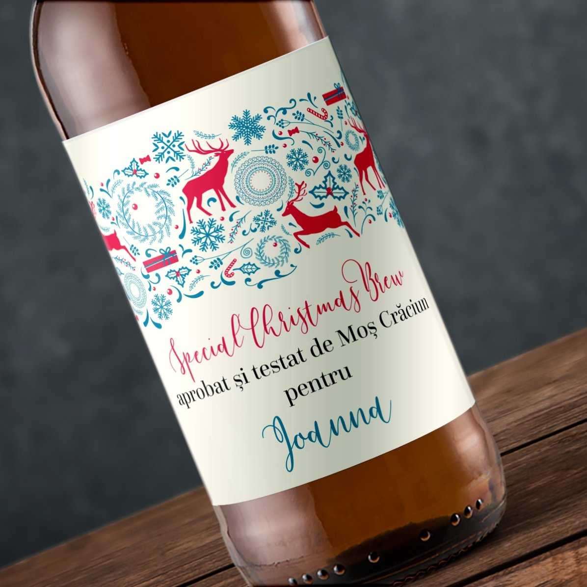 Bere personalizată cu text - Reindeer