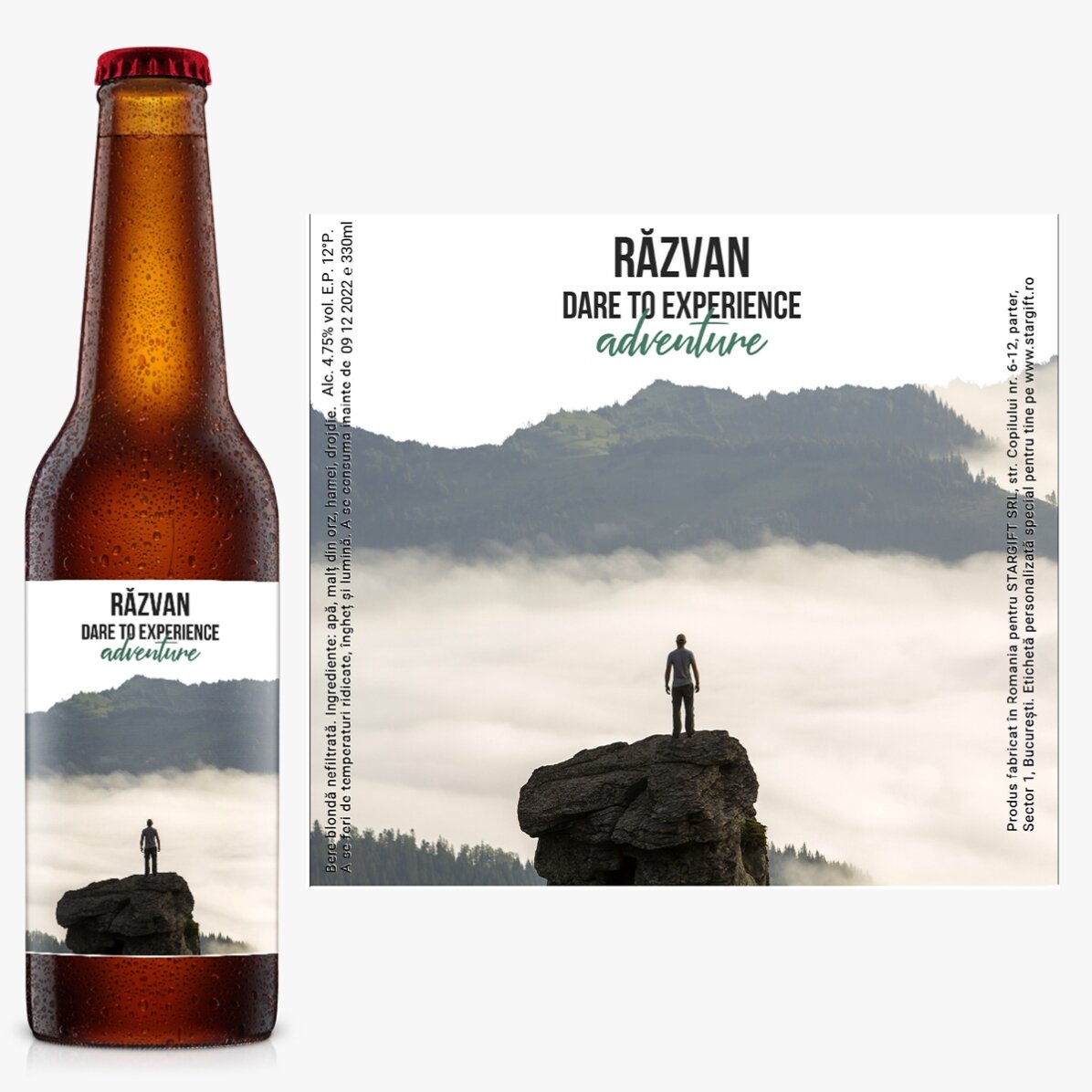 Bere personalizată cu text și o poză - Dare to...