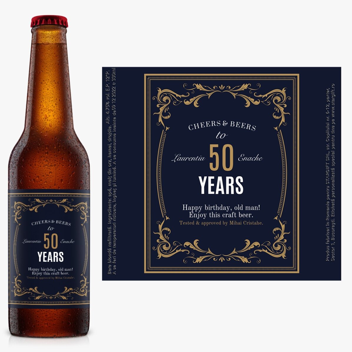 Bere personalizată cu text - Vintage 50