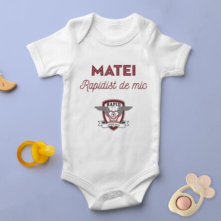 Body pentru copii FC Rapid personalizat cu mesaj - Rapidist de mic