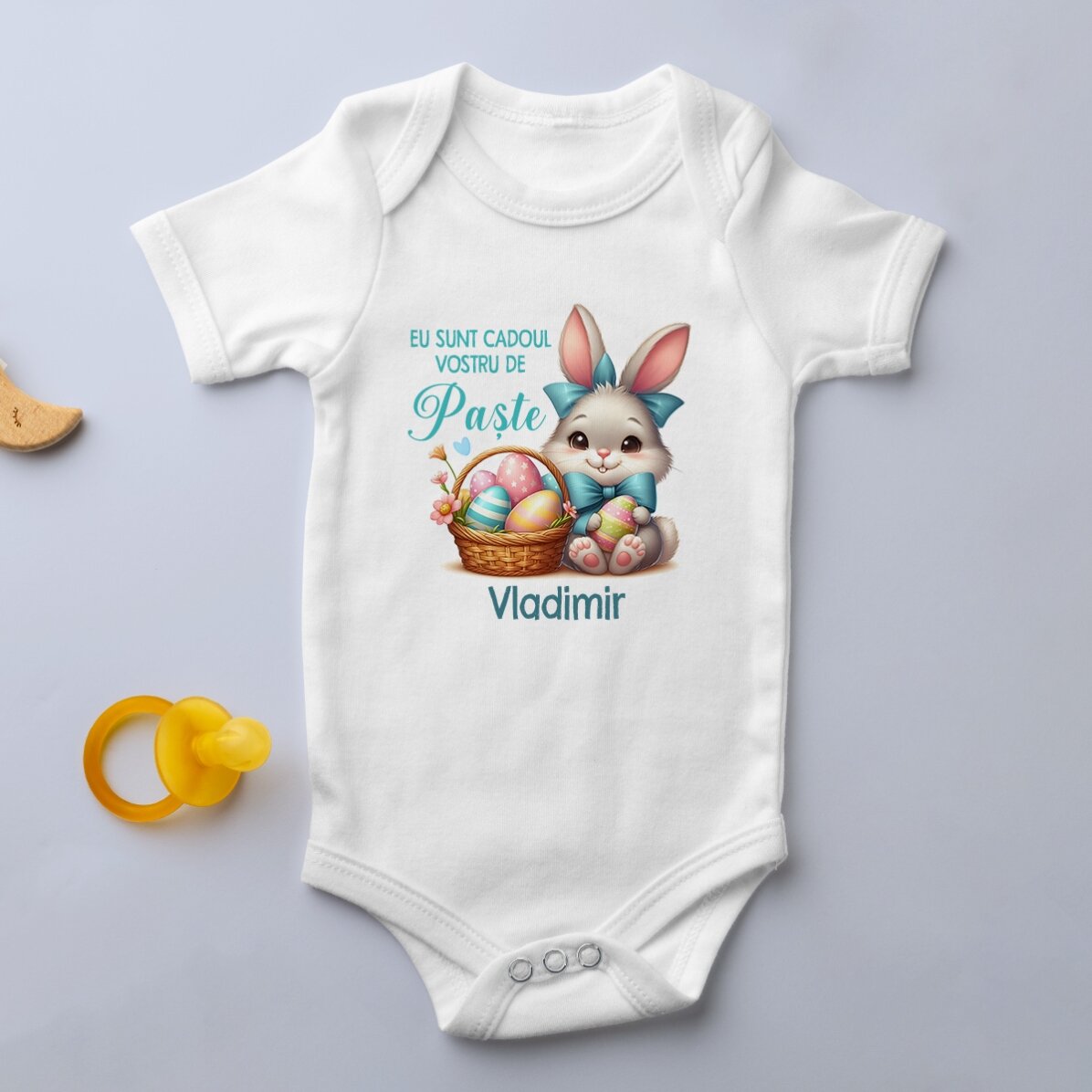 Body pentru copii personalizat cu mesaj - Cadoul de Paște, Baby Boy