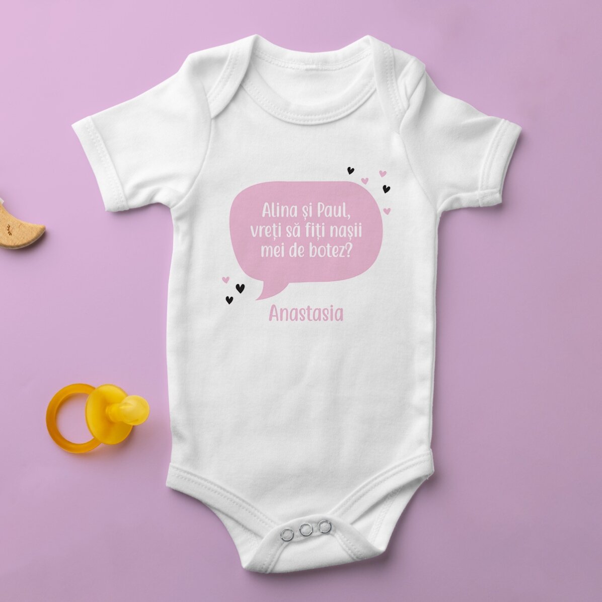 Body pentru copii personalizat cu mesaj - Cerere nași