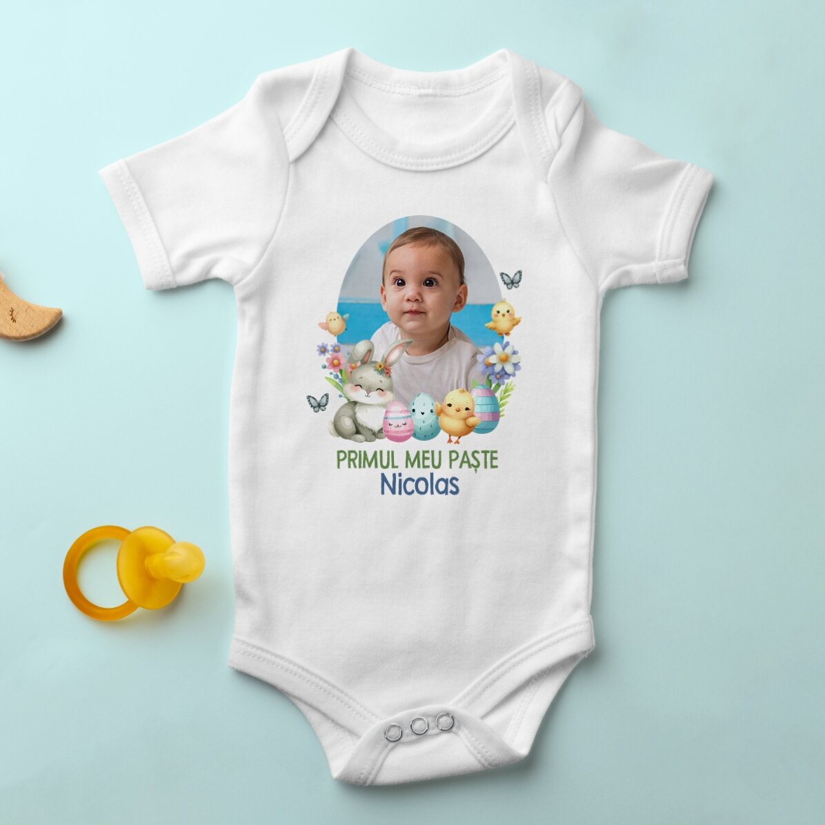 Body pentru copii personalizat cu poză și mesaj - Primul meu Paște