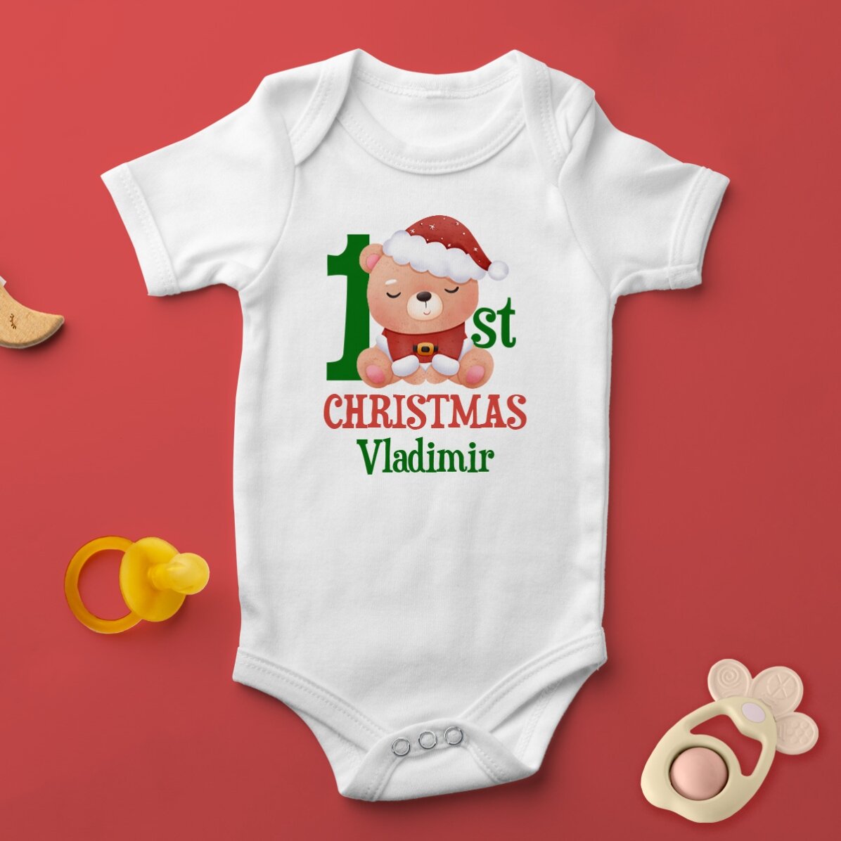 Body pentru copii personalizat cu text - Primul Crăciun