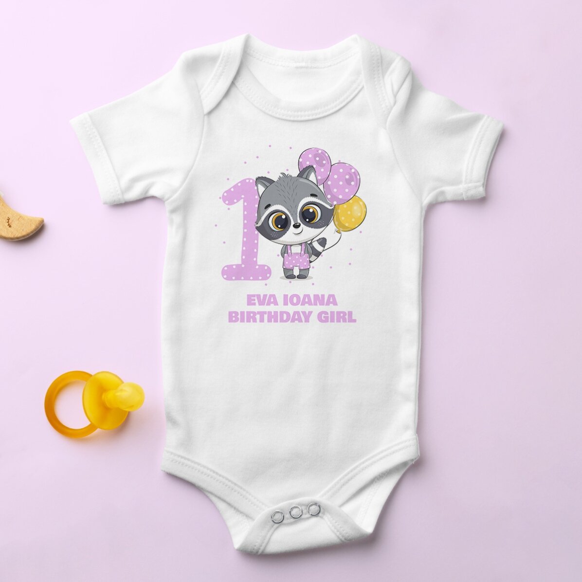 Body pentru copii personalizat cu vârstă și nume - Birthday