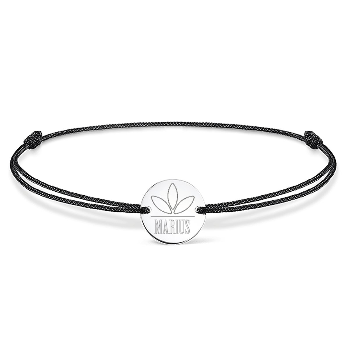 Brățară cu șnur personalizată - bănuț 14mm - argint 925 - model abstract