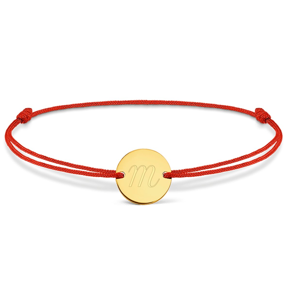 Brățară cu șnur personalizată - bănuț 14mm - argint 925 - model inițială