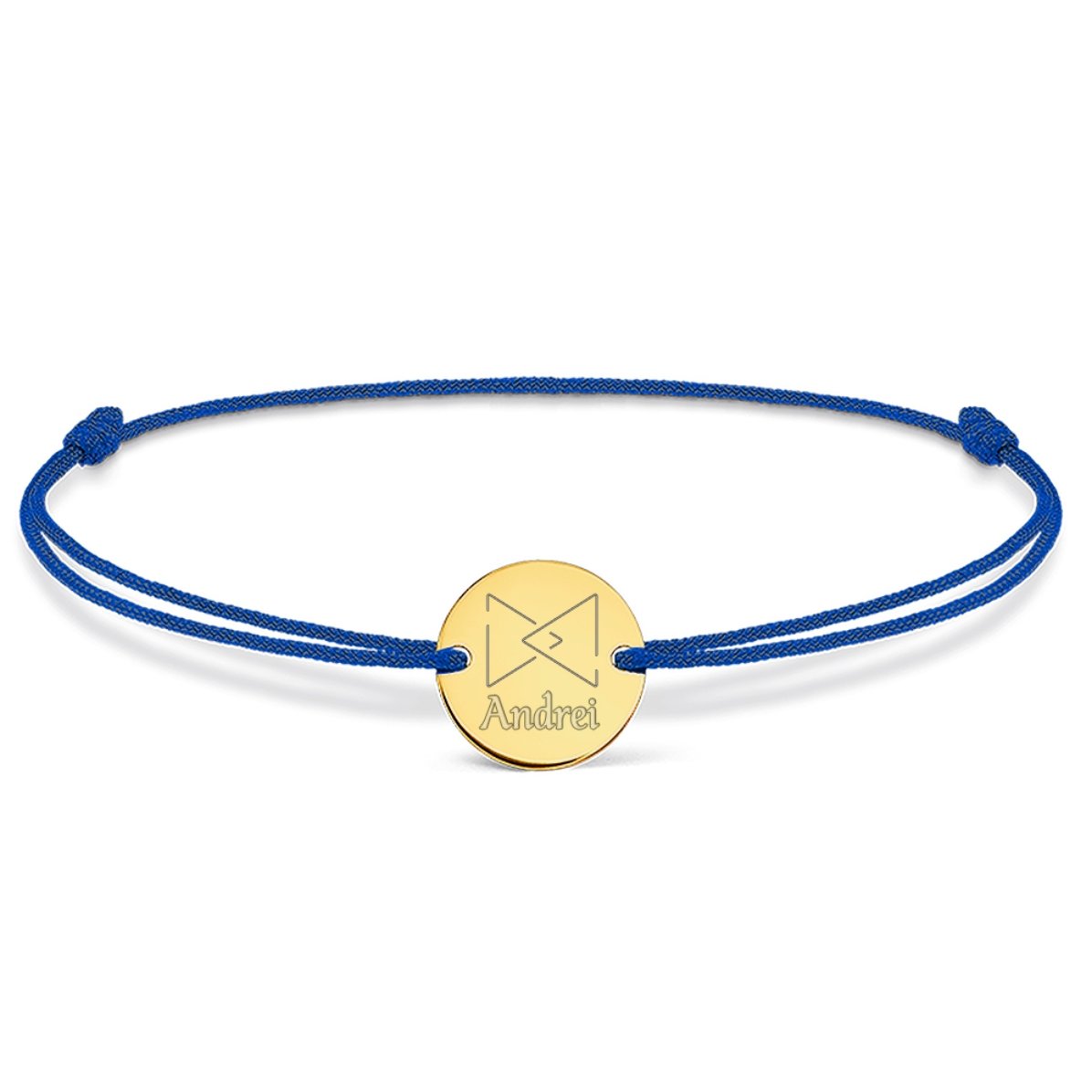 Brățară cu șnur personalizată - bănuț 14mm - argint 925 - model triunghi