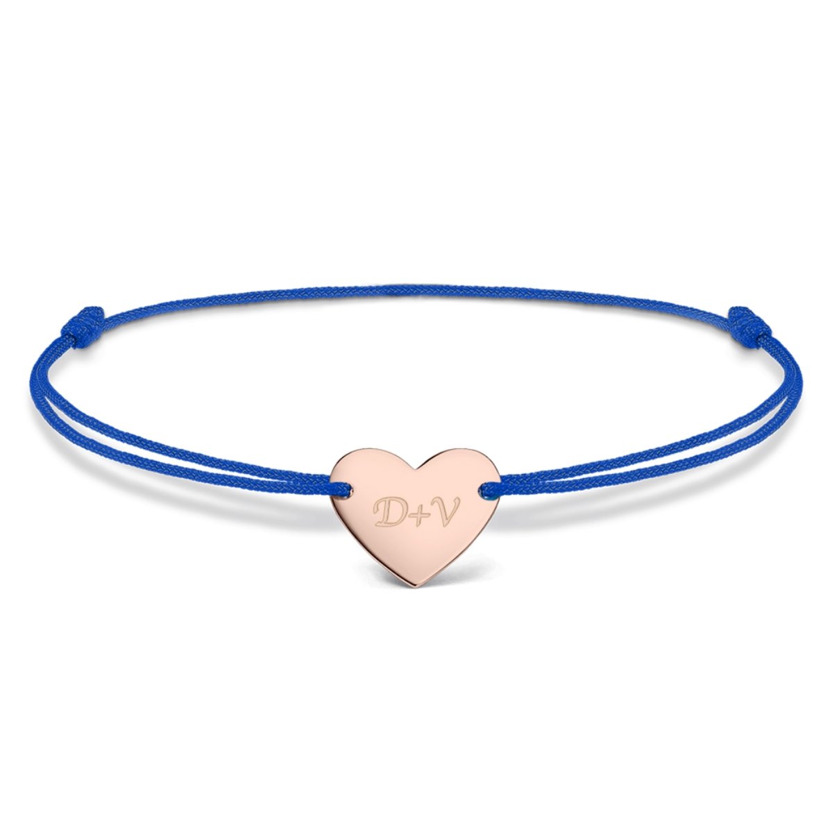 Brățară cu șnur personalizată - inimă 12x10 mm - argint 925 - Tu și eu model 3