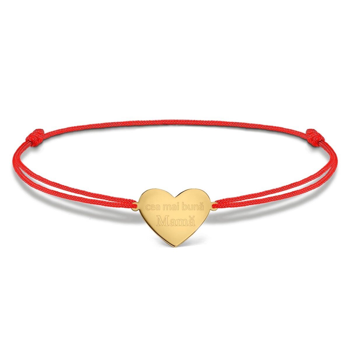 Personalised cord bracelet - heart 15x13 mm - 925 silver - Best Mum