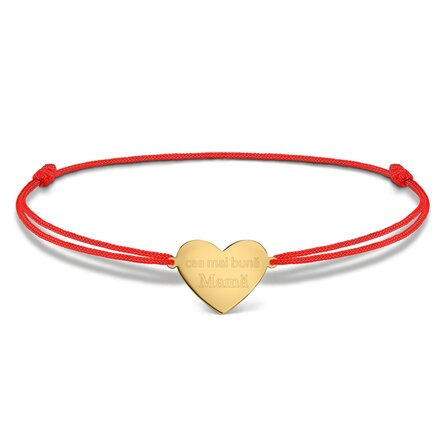 Brățară cu șnur personalizată - inimă 15x13 mm - argint 925 - Cea mai bună mamă