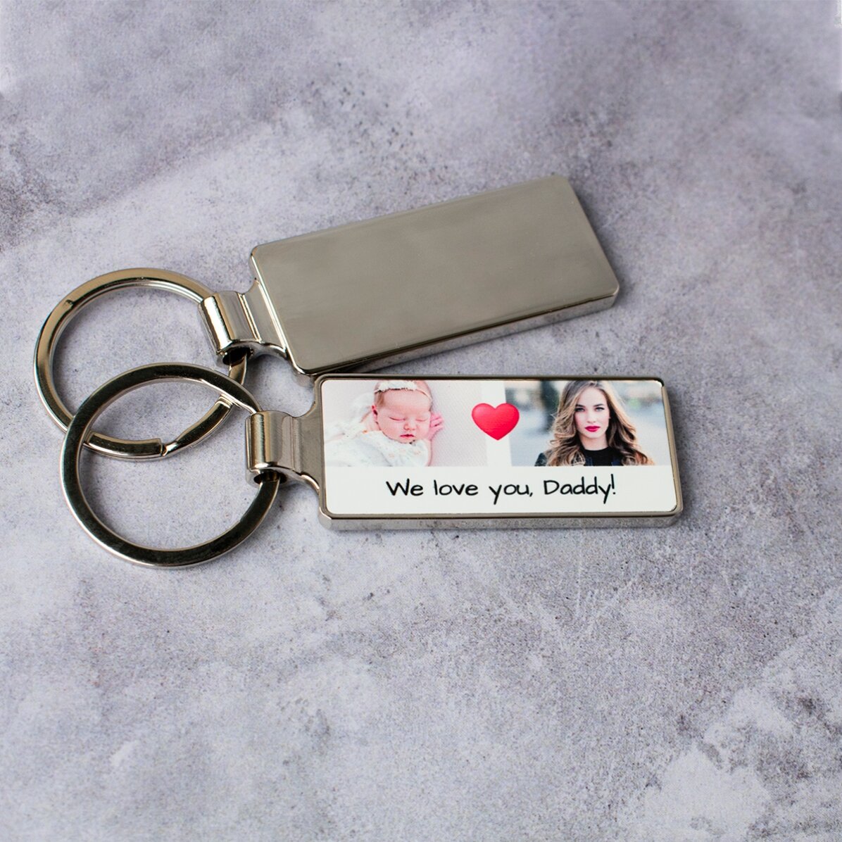 Breloc personalizat cu 2 poze și mesaj