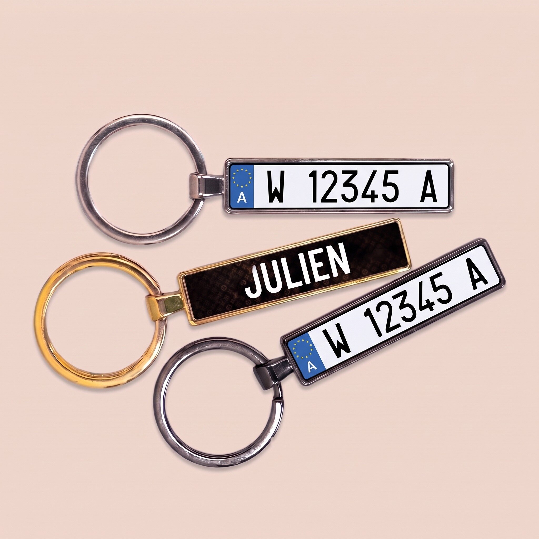 Personalised keyring with Austrian car number plate