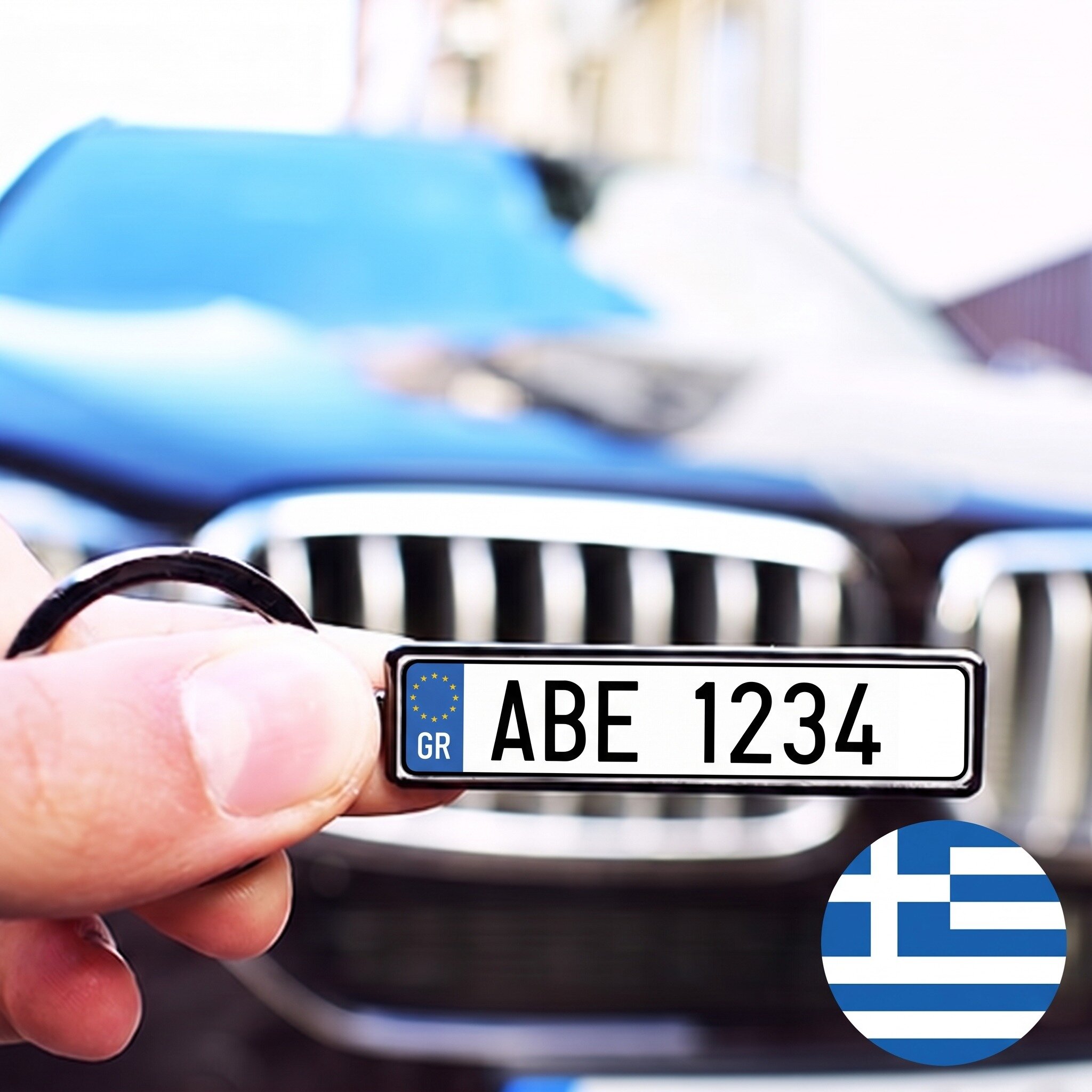 Personalised keyring with Greek car number plate