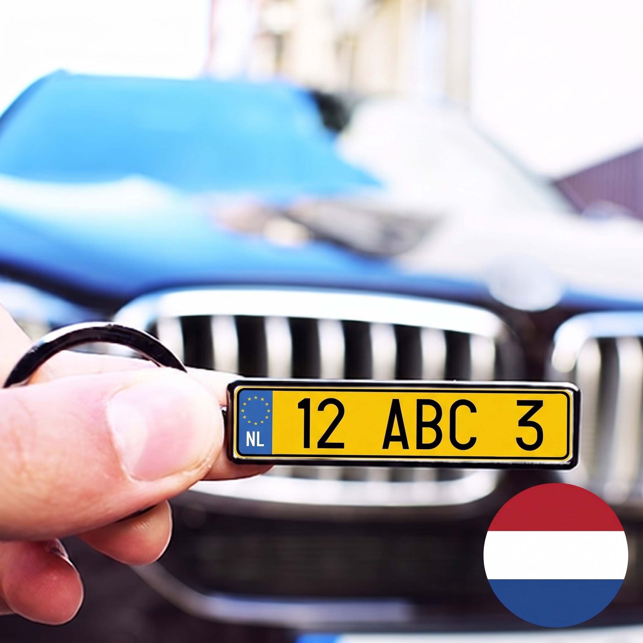 Personalised keyring with Dutch car number plate