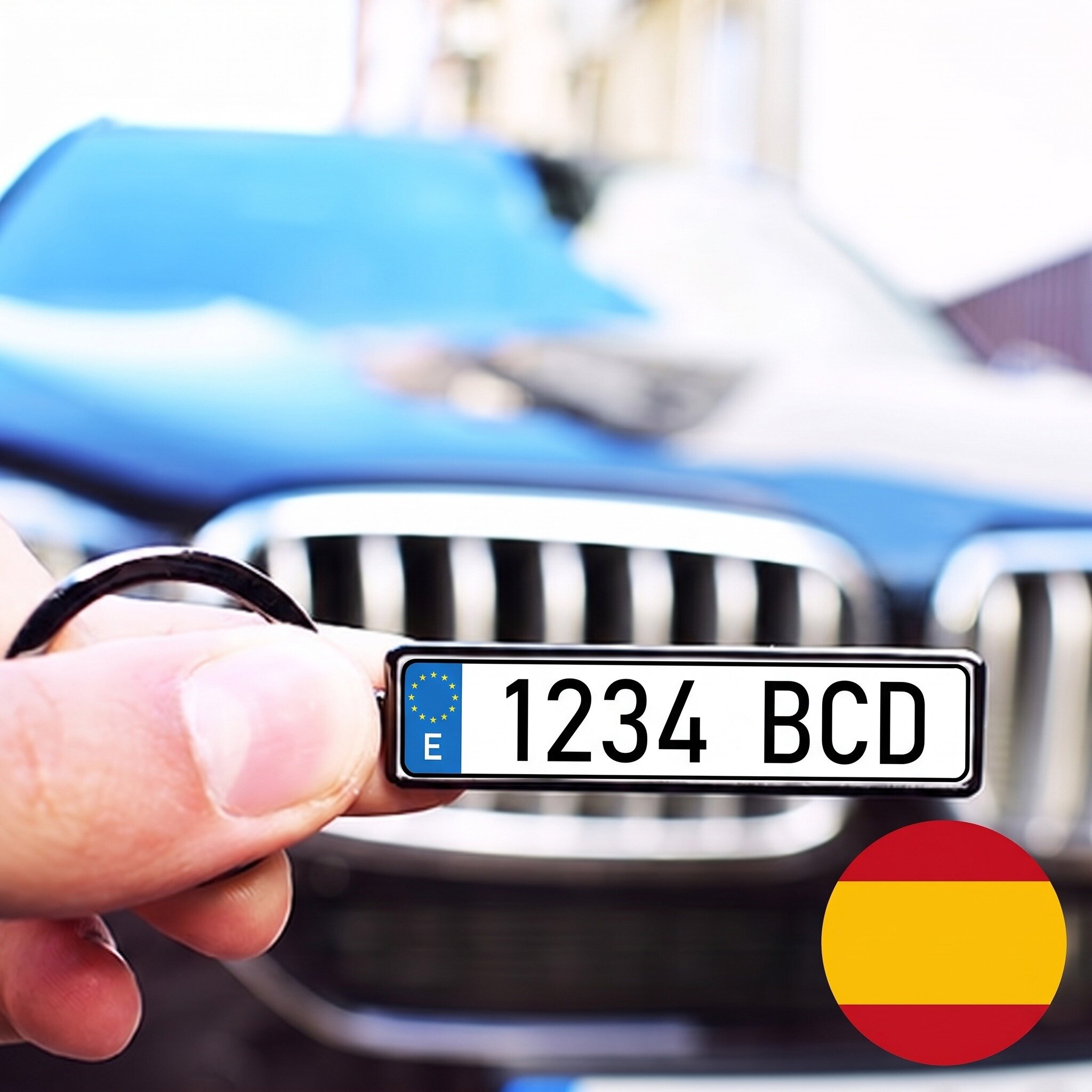 Personalised keyring with Spanish car number plate