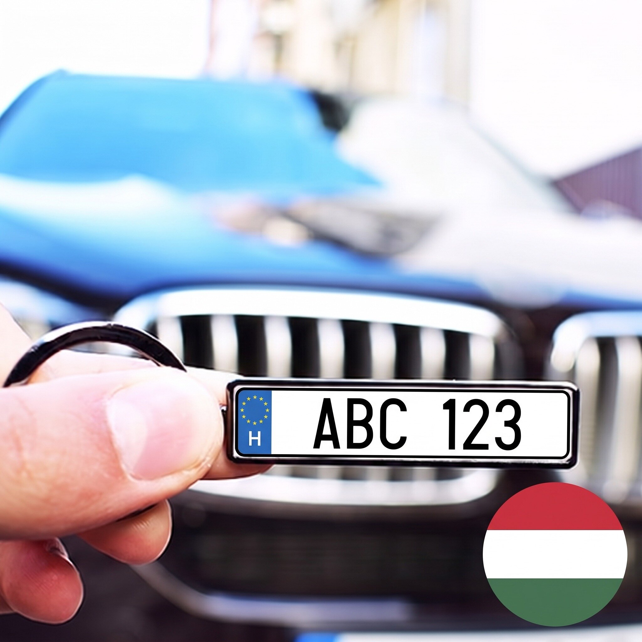 Personalised keyring with Hungarian car number plate